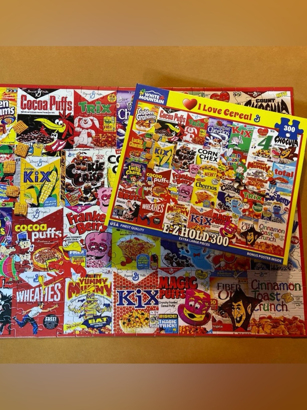 White Mountain I Love Cereal Collage 300-EZ Hold Piece Puzzle